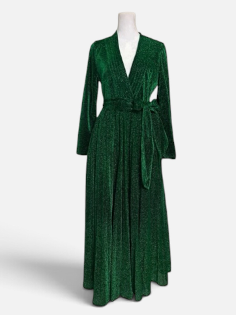 NWOT AlcooliqueElegant Green Wrap Maxi Dress with Belt